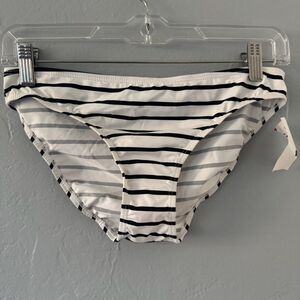 Aerie Black and White Striped Bikini Swimsuit Bottoms Women's Large